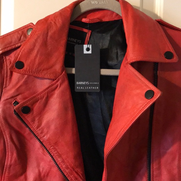 BARNEYS Original Red Leather MotoJacket - Picture 2 of 3